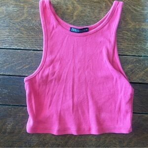 Zara Vibrant Pink Ribbed Tank Top small
